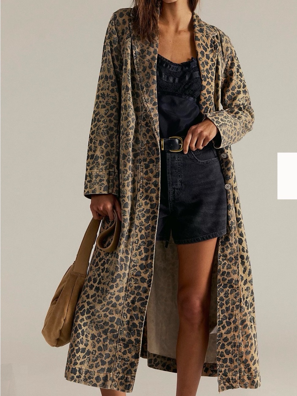 Leopard Print Long Monique Denim Jacket - Picture 3 of 5